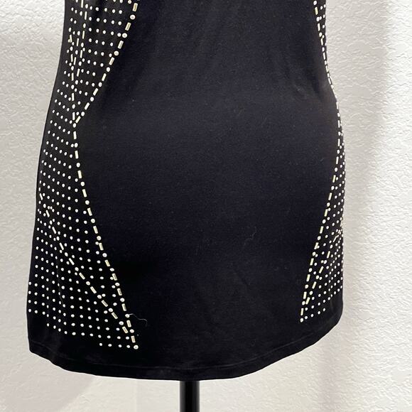Cache Embellished Keyhole Neckline Studded Body Hugging Lines Stretch Top Size S - Picture 3 of 8